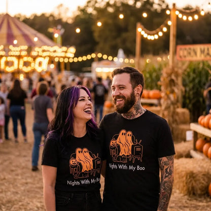 Nights With My Boo – Cute Couple Ghost Halloween T-Shirt The Willows