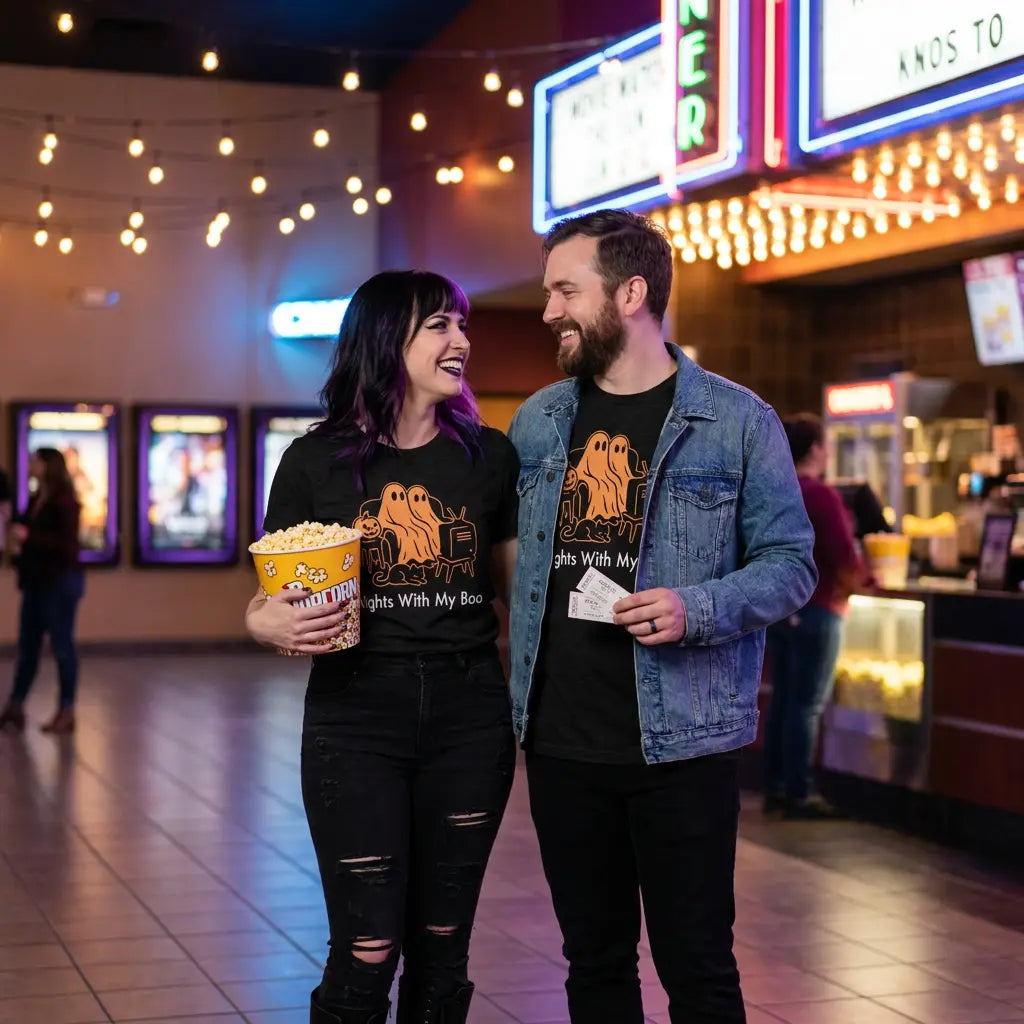 Nights With My Boo – Cute Couple Ghost Halloween T-Shirt The Willows
