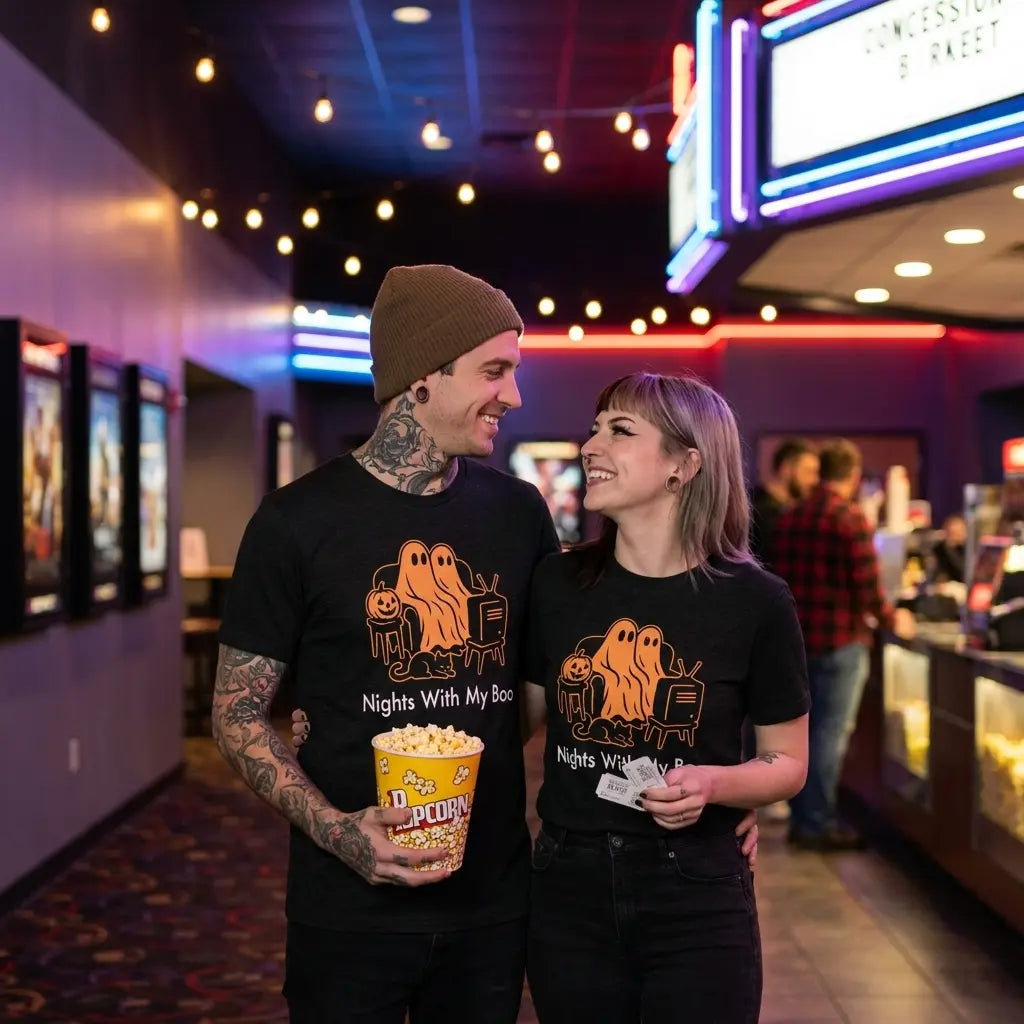 Nights With My Boo – Cute Couple Ghost Halloween T-Shirt The Willows